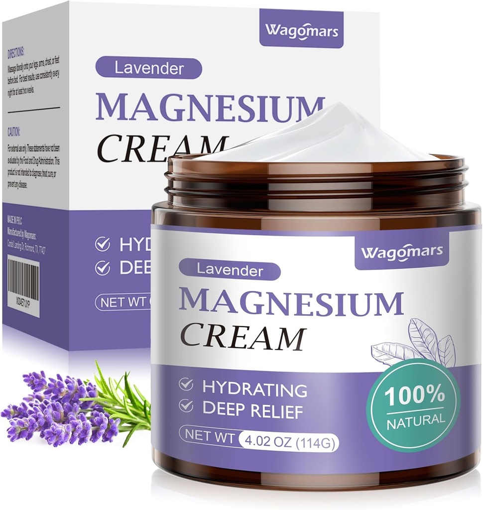 Magnesi Cream per a les dormides - Bignesical Magnesi Natural per al dolor i Leg Cramps, Muscle relaxació, tranquil·la - Cos de temps nocturna per a la profunda Hydra - Safe per a nens (Laveder)