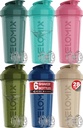 VELOMIX -6 PACK- 28 oz Protein Shaker Bottle for Protein Mixes -6x Wire Whisk | Leak Proof Shaker Cups for Protein Shakes | Large, Stackable Protein Shaker Bottle Pack (Turquoise to Pink)
