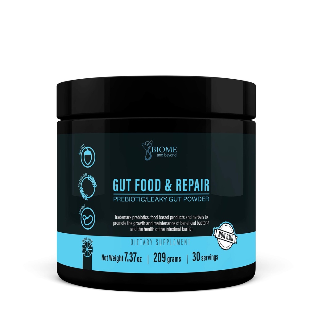 Gut Food and Repair- GI Tract & Leaky Gut Repair Powder with Trademark Prebiotics, Glutamine, Marshmallow Root, Slippery Elm Bark, Colostrum, Livaux & Actazin