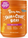 Zesty Paws Omega 3 Fish Oil for Dogs - Zesty Paw Dog Vitamins and Supplements for Hip, Joint & Skin, Chicken (250 Chews)