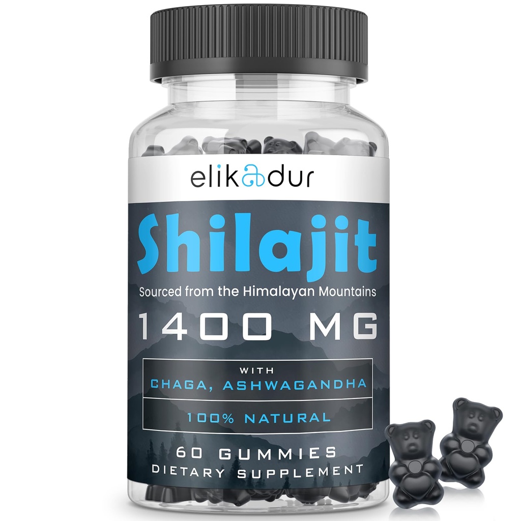 Shilajit Gummies with 85+ Trace Minerals, Fulvic Acid, Shilajit for Men & Women, Energy & Immune Support, Sugar-Free, Vegan, 100% Natural 60 Gummies