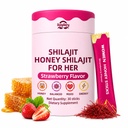 Shilajit Honey Sticks for Women, 75%+ Fulvic Acid, 85+ Trace Minerals, Hormone Balance, Energy, Focus, Mood Booster, Himalayan Shilajit, Shatavari, Saffron, Strawberry-Flavored, 30 Sticks