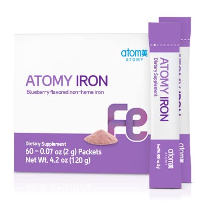 A.T.O.M.Y. Iron Blueberry Flavored Non-heme Iron 60 Packets of 0.07 oz