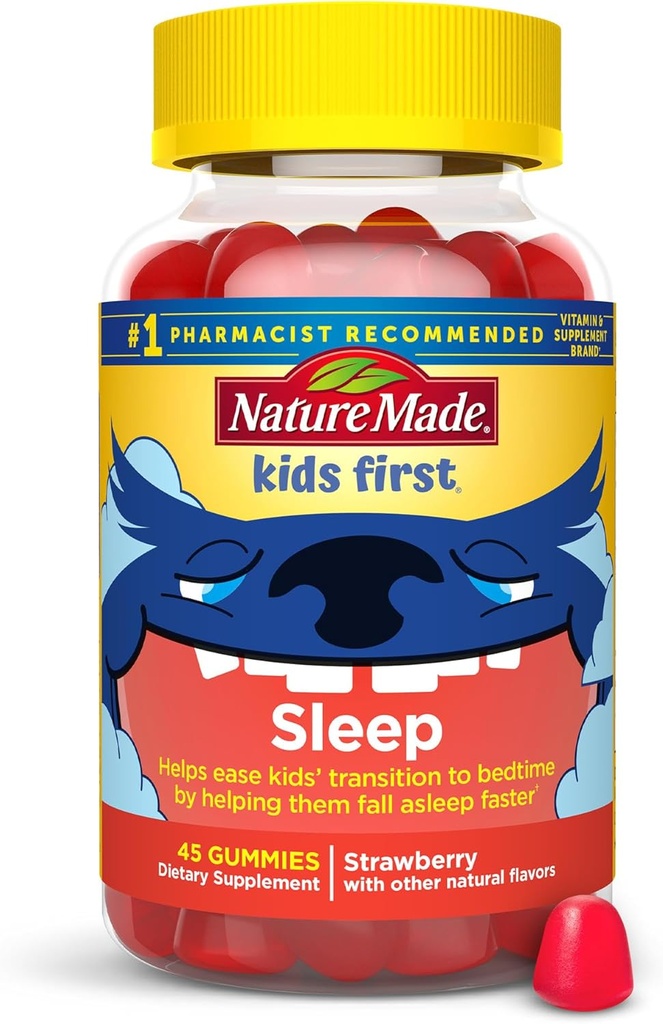 Nature Made Kids First Sleep Melatonin Gummies, 100% asistencia ao sono sen drogas, Kids Sleep Gummies para descanso