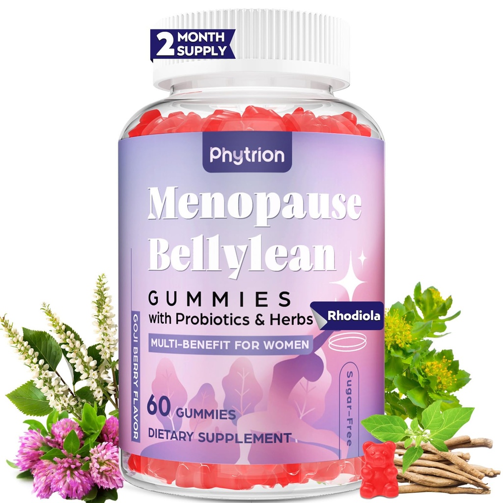 Menopause Supplements for Women, 60 Servings & 0 Sugar Menopause Gummies, Menopause Relief with Black Cohosh, Ashwagandha & Probiotics - Menopause Belly, Hormone Balance, Night Sweats & Mood Swings