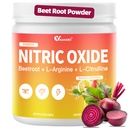 Nitric Oxide Supplement - 180g Nitric Oxide Powder with Beetroot Powder, L-Arginine & L-Citrulline - Energy Support for Women & Men - Strawberry Lemon Flavor - 25 Days Supply