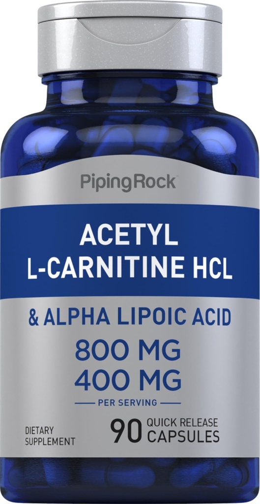 Piping Rock Acetyl L Carnitine and Alpha Lipoic Acid Capsules | 90 Count | Free Form Supplement | Non-GMO, Gluten Free