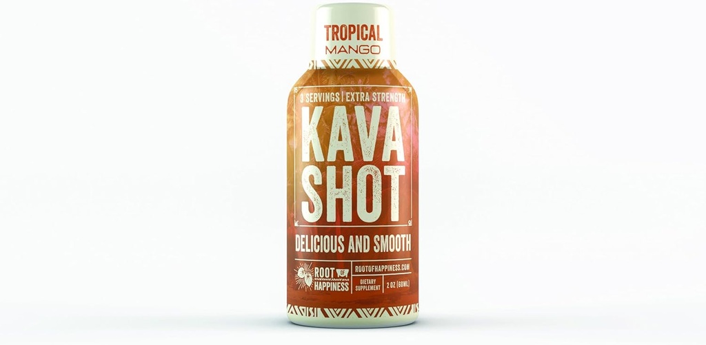 Kava & Wellness Shot | 2oz | Tropical Mango Flavor | Non-alcólico | Relaxing Shot | Supplament dietario