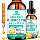 2 Pack Quercetin with Bromelain Liquid Drops, 4X Stronger Than Capsules & Pills, 7-in-1 Organic Zinc Quercetin 1000mg with Bromelain 500mg Vitamin C D3 for Immune Respiratory Health & Antioxidant
