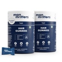 Man Matters Biotin Hair Gummies | Yummy Chewable Strawberry Flavored for Healthy Hair | Pack of 2 (60 Gummies Each)
