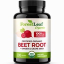 ForestLeaf USDA Organic Beet Root Capsules - Beetroot Supplement 1000mg 20:1 Extract w/Ginger Grape Seed - Support Blood Pressure, Nitric Oxide, Flow, Circulation - Made in USA (200 Count)