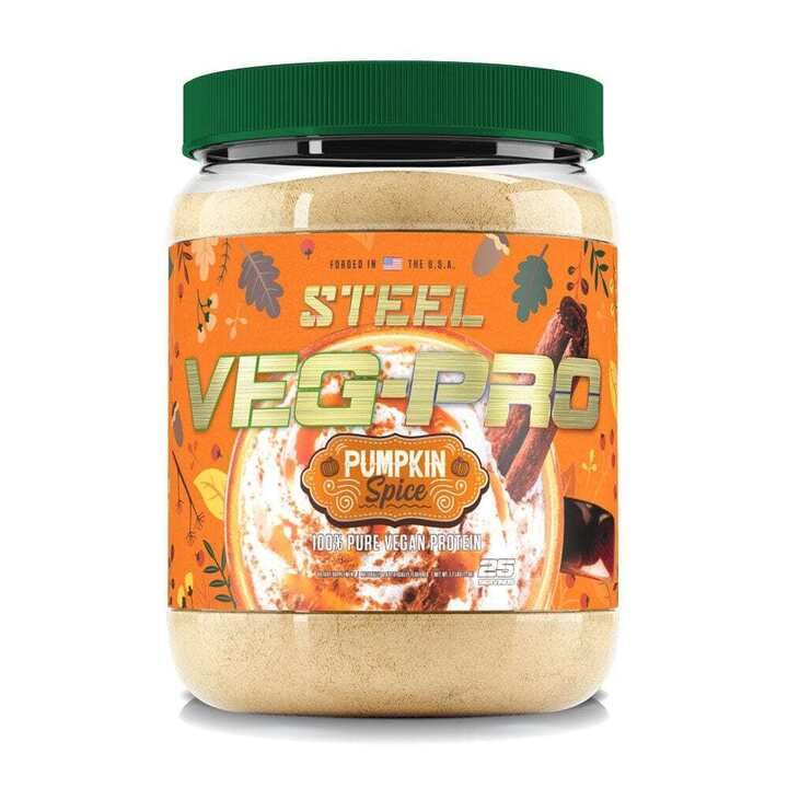 Steel Supplements Veg-PRO | Vegan Protein Powder, Pumpkin Spice | 25 Servings (1.7lbs) | Vegan Protein Powder with BCAA Amino Acid | Non Dairy | Low Carb Formula