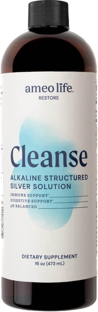 Ameo Life Colloidal Silver Liquid 30 PPM - Alkaliskt Strukturerat Silvervatten för daglig immunstöd & Gut Health, pH Balanced Colloidal Silver 30ppm Lösning, 16 oz