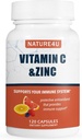 Vitamin C 1000 mg med sink, rose HIPS og Citrus Bioflavonoids, immunstøtte Supplement Antioksidanter Beskyttelse, 120 kapsler