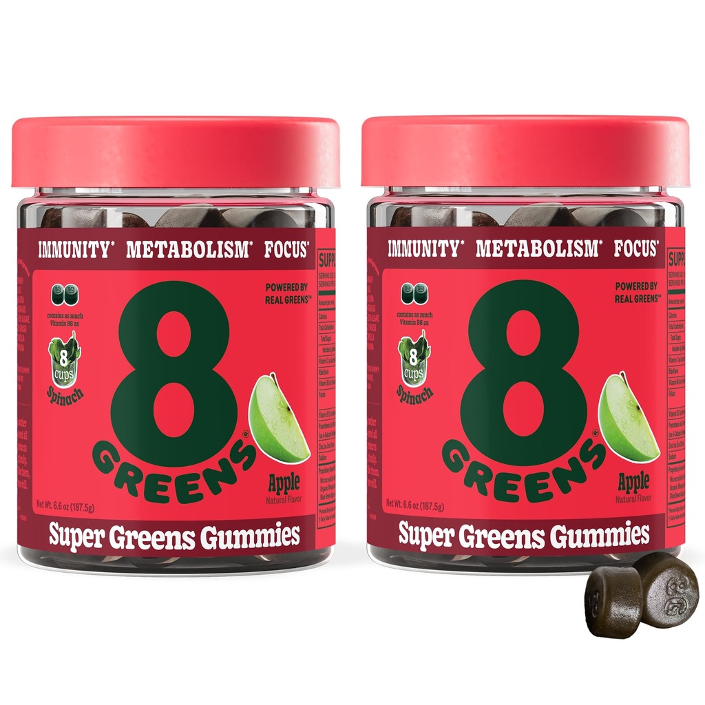 8Greens Supergreens Effervescent Tablets, Apple, 100 Servings | Boosts Metabolism, Immunity & Focus; Contains Aloe vera, spirulina & chlorella; Vitamins C, B6, B12 & folate; Doctor-Backed