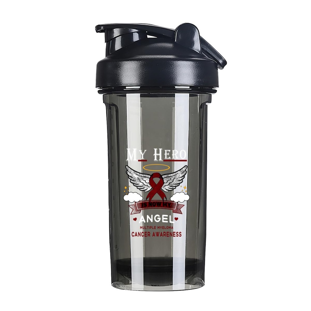 My Hero Is Now My Angel Multiple Myeloma 18 Ounce Shaker Bottle Drink Mixer Leak-proof Pre Workout Protein Shakes Meal Replacement Shakes Bottles 500ML/18 Oz Black&-ds5-2