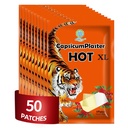 KONGDY 50pcs Hot Capsaicin Patches, 4.72"x7.08" Extra Strength Tiger Patches, Heat Capsicum Patch for Relieving Back, Nack, Shoulder, Knee
