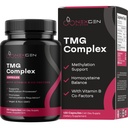 TMG Trimethylglycine Supplement with Methyl B Complex - 500mg Betaine TMG Supplement with Methylated Vitamin B Co Factors for Homocysteine Heart & Liver Support - Vegan & Non-GMO (2 Month Supply)