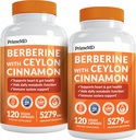 21-in-1 Berberine Ergänzung mit Ceylon Cinnamon mit Chrom, Bitter Melon und Grüner Tee-Extrakt und Schwarzer Pfeffer-Extrakt 5X für Energie und Stoffwechsel Unterstützung mit 5279 mg (120 ct, Packung 2)