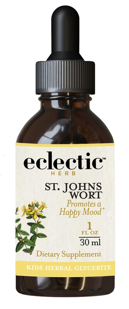 Eclectic Herb - Organic St. John's Wort for Kids | Black Cherry Flavored | Promotes a Positive Mood | Concentrated, Alcohol-Free, Vegan, Non-GMO, Gluten Free (1 fl oz | 30 ml)