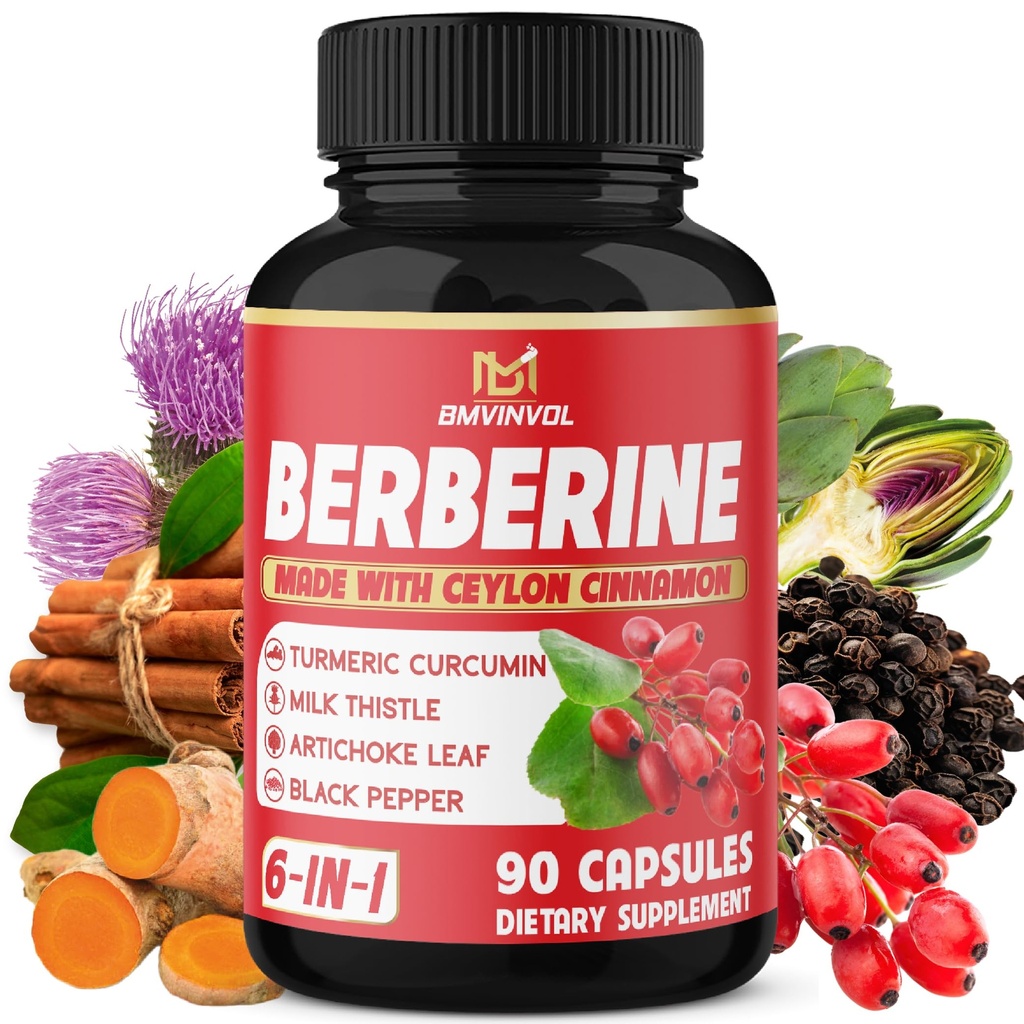 Berberine, Ceylon Cinnamon, Turmeric, Milk Thistle, Artichoke, Black Pepper - 90 Capsules [3-Month Supply]