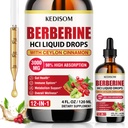 Liposomal Berberine HCL Supplement Liquid 3000mg - High Absorption Berberine Drops with Ceylon Cinnamon, Sugar Free - 4 fl oz, 60 Servings