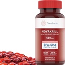 NovaKrill Krill Oil Omega 3 Suplemento – 1000mg Softgels com EPA, DHA, Astaxantina – Sem sabor de peixe – Fácil de engolir Antárctico Krill Oil – 60 Cápsulas Líquidas