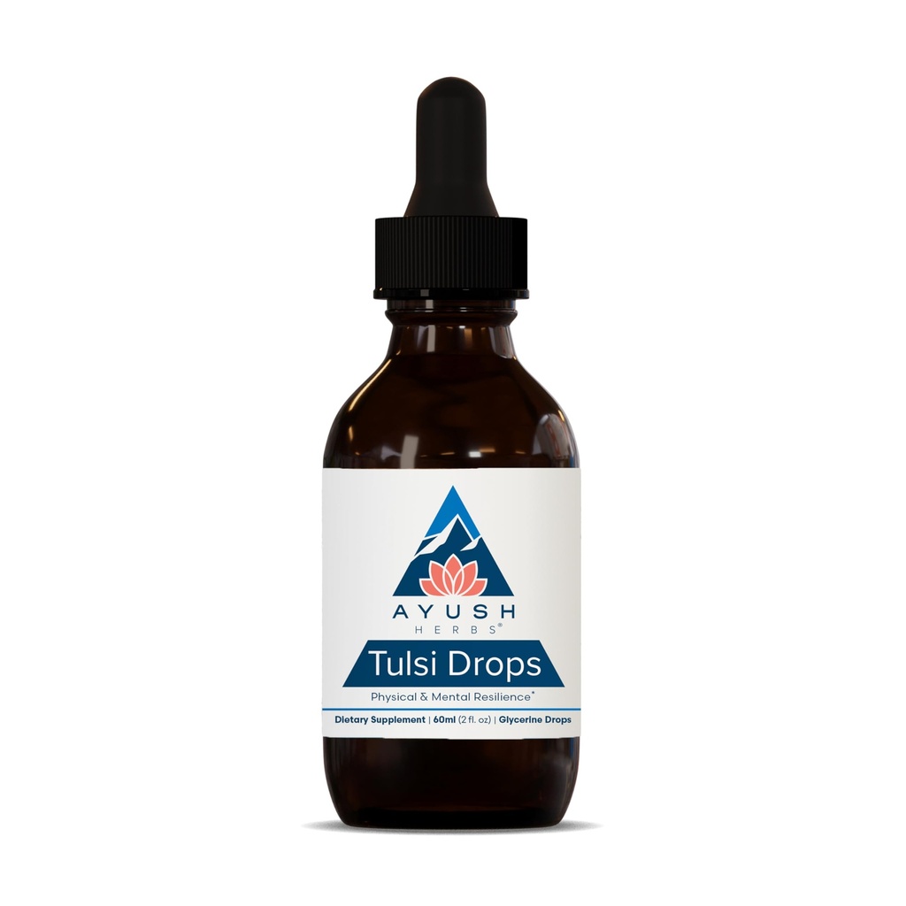 Ayush Herbs Tulsi Drops - Alcohol-Free Tulsi Drops, Holy Basil Gylcerite, Natural Immune-Support Drops for Kids & Adults, Calm & Focus Booster - 2 Fl Oz (80 Servings)