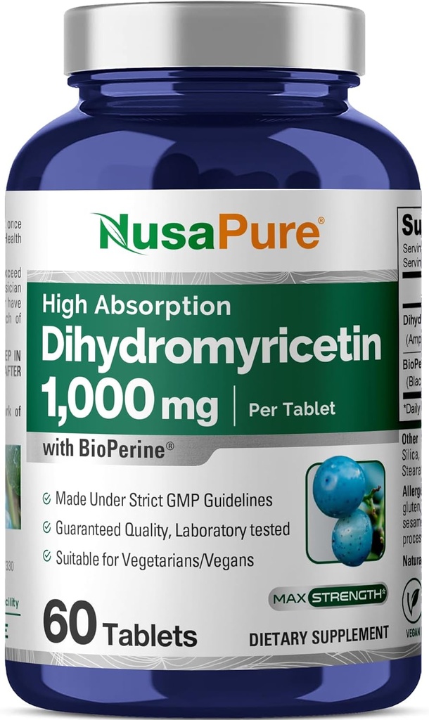 NusaPure dihüdromüüritsiin (DHM) 1000mg 60 Veggie tabletti (ei ole GMO ja 100% taimetoitlane)