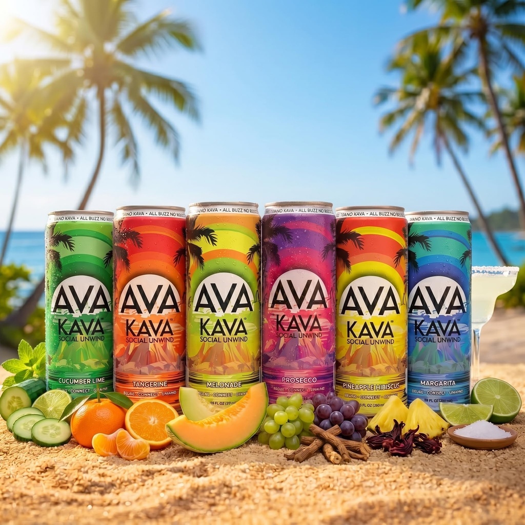 AVA Kava | Alcohol-Free Relaxation Drink | Variety Pack | Fast Acting Nano Kava • Zero Sugar Alcohols • Vegan • Plant Based • No Preservatives • Natural Flavors • Non GMO • Gluten Free | 12oz Cans (6-Pack)
