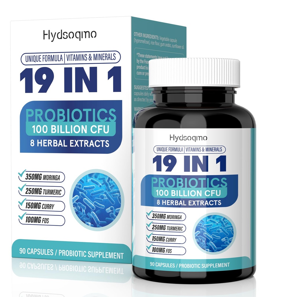 Probiotics for Women – Menopause, Digestive & Gut Health Support with 100 Billion CFU, FOS Turmeric, Moringa, Curry, Boswellia Serrata, Vitamins & Minerals, Daily Probiotic Supplement, 90 Capsules