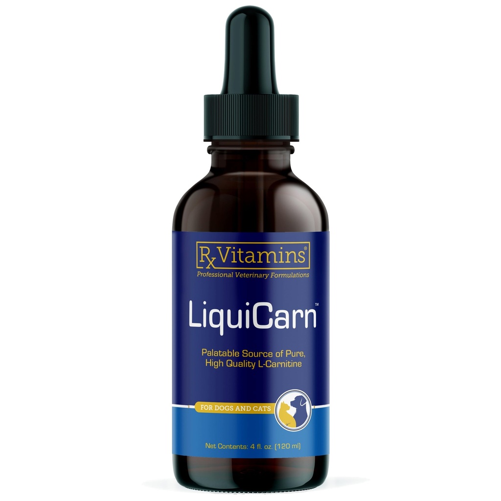 Rx Vitamins LiquiCarn - Pure L-Carnitine for Dogs and Cats to Aid in Dog Weight Loss - Provides High Energy and Helps in Metabolism - Supports Heart Health - 4oz (Bacon-Liver Flavor)