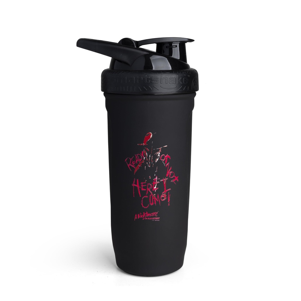 Smartshake Reforce Stainless Steel Protein Shaker Bottle 900 ml | 30 oz - Leakproof Screw-on Lid - BPA Free - Unisex (Freddy Krueger)
