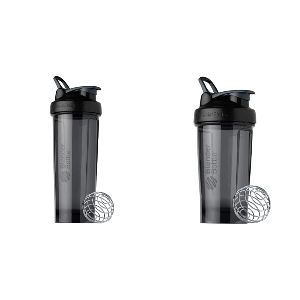 BlenderBottle Shaker Bottle Pro Series Perfect for Protein Shakes and Pre Workout, 32-Ounce (Black) and 24-Ounce (Black)