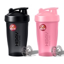 [ 2 Pack 400 ml / 12 OZ Protein Shaker Bottles for Protein Mixes, 2 x Whisk Ball | Shaker Cups for Protein Shakes | BPA Free, 100% Leak Proof, No Smell | Small Shake Bottle (E) Black/Pink