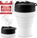 Protein Shaker Bottle Collapsible - Food-Grade, Leakproof Lid 600mL/20oz Shaker - Reusable Silicone Shaker Cups for Protein Shakes for Gym-goers & Travelers