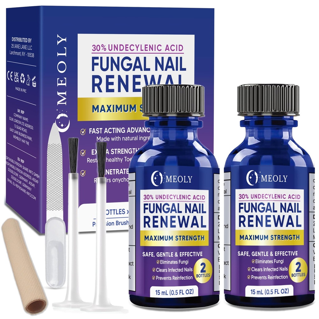 MEOLY Toenail Fungus Treatment Extra Strength: 30% Undecylenic Acid Nail Fungus Treatment With natural oil 2 Packs 30 ml