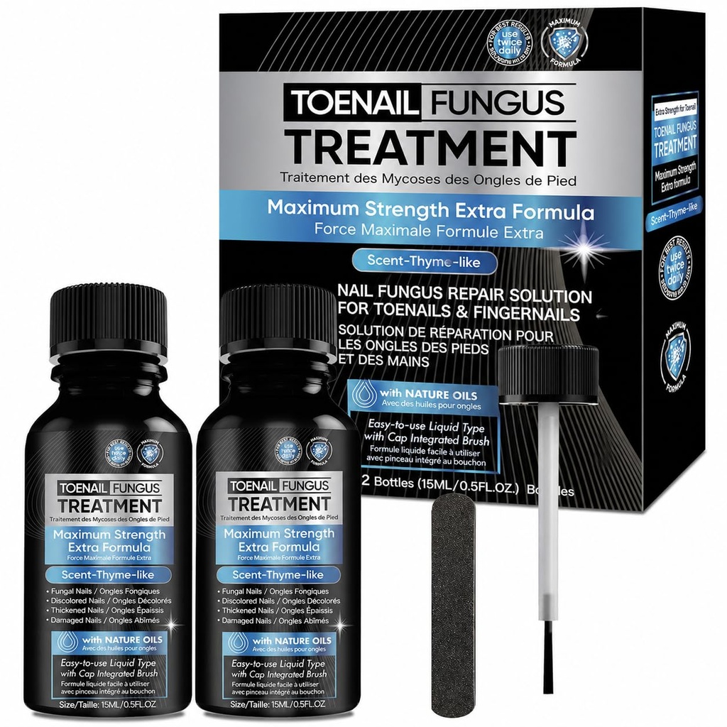 Maximum Strength Toenail Fungus Treatment with Undecylenic Acid - Professional Antifungal Nail Solution for Severe, Thick & Brittle Nails (30ml, Thyme-like)
