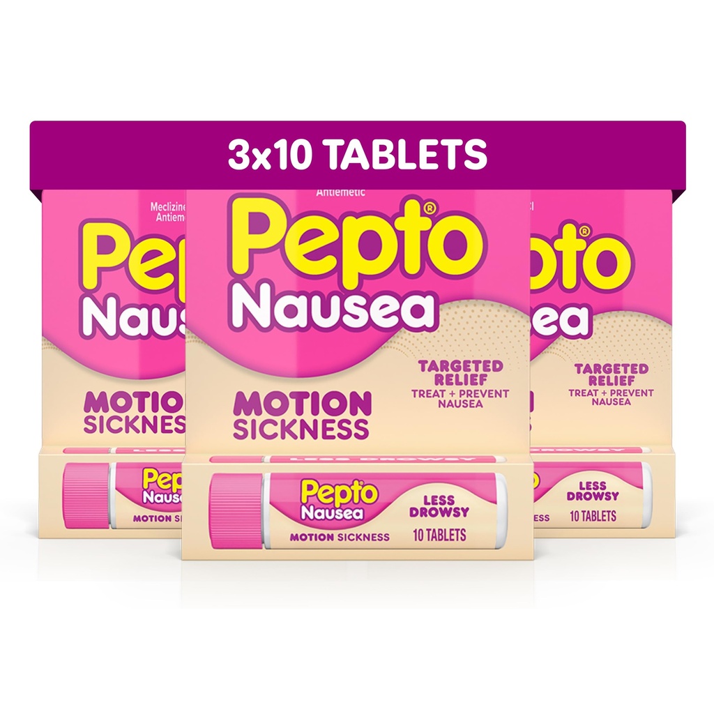 Pepto Nausea Motion Sickness, Treats and Prevents Nausea, 3 x 10ct