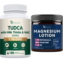Migcopat Magnesium Lotion with Arnica, MSM & Hyaluronic Acid, Lavender Scent, 6 oz 7-in-One TUDCA Supplement with Milk Thistle, NAC & Alpha Lipoic Acid, 120 Capsules