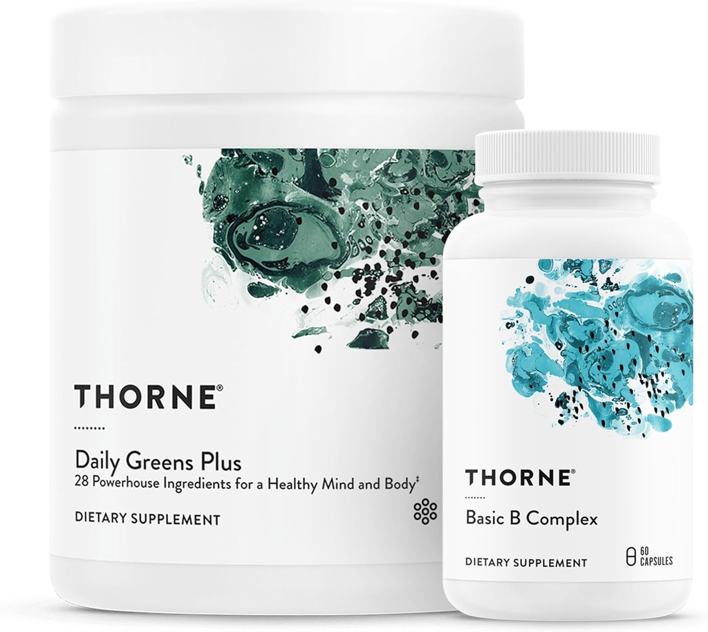 THORNE - Bundle Energy - Daily Greens Plus & Basic B Complex - Promotes Cellular Energy and Fisik Endurance - 30 Servis