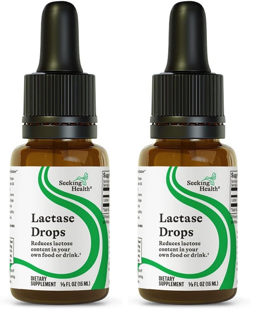 Seeking Health Lactase Drops - Liquid Supplement with Lactase Enzyme for Dairy Intolerance Support - Intolerance Support for Digestion - Lactase Enzyme Supplement - 0.50 Fl oz, 52 Servings (Pack of 2)
