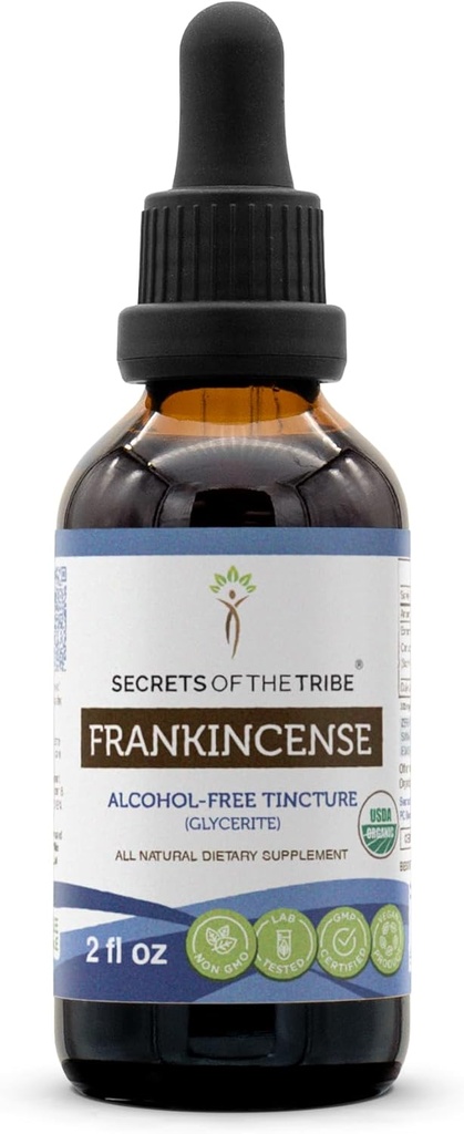 Frankincense USDA Organic Tincture Alcohol-Free Extract, Frankincense (Boswellia Serrata) Torkad Resin 2 oz
