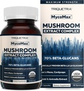 MycoMax Gomba Komplex - 70% Beta Glucans, Max Potency Gomba kiegészítés, US Grown + Ultrasonic Extraction - Lions Mane, Cordyceps, Reishi & More - Kognition, Immunity, Energy - 60 kapszula