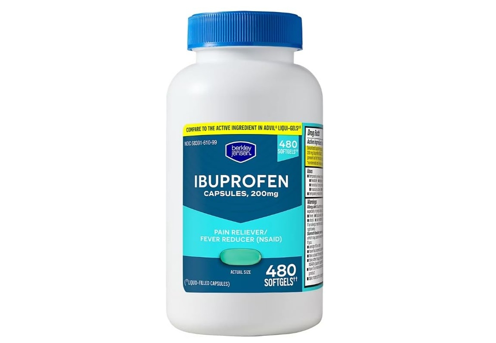 Berkley Jensen Ibuprofen 200mg Softgel Capsules, 480 ct.