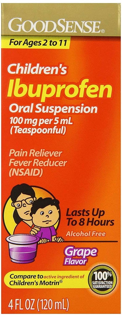 GoodSense Children's Ibuprofen Oral Suspension, Grape, 4 oz