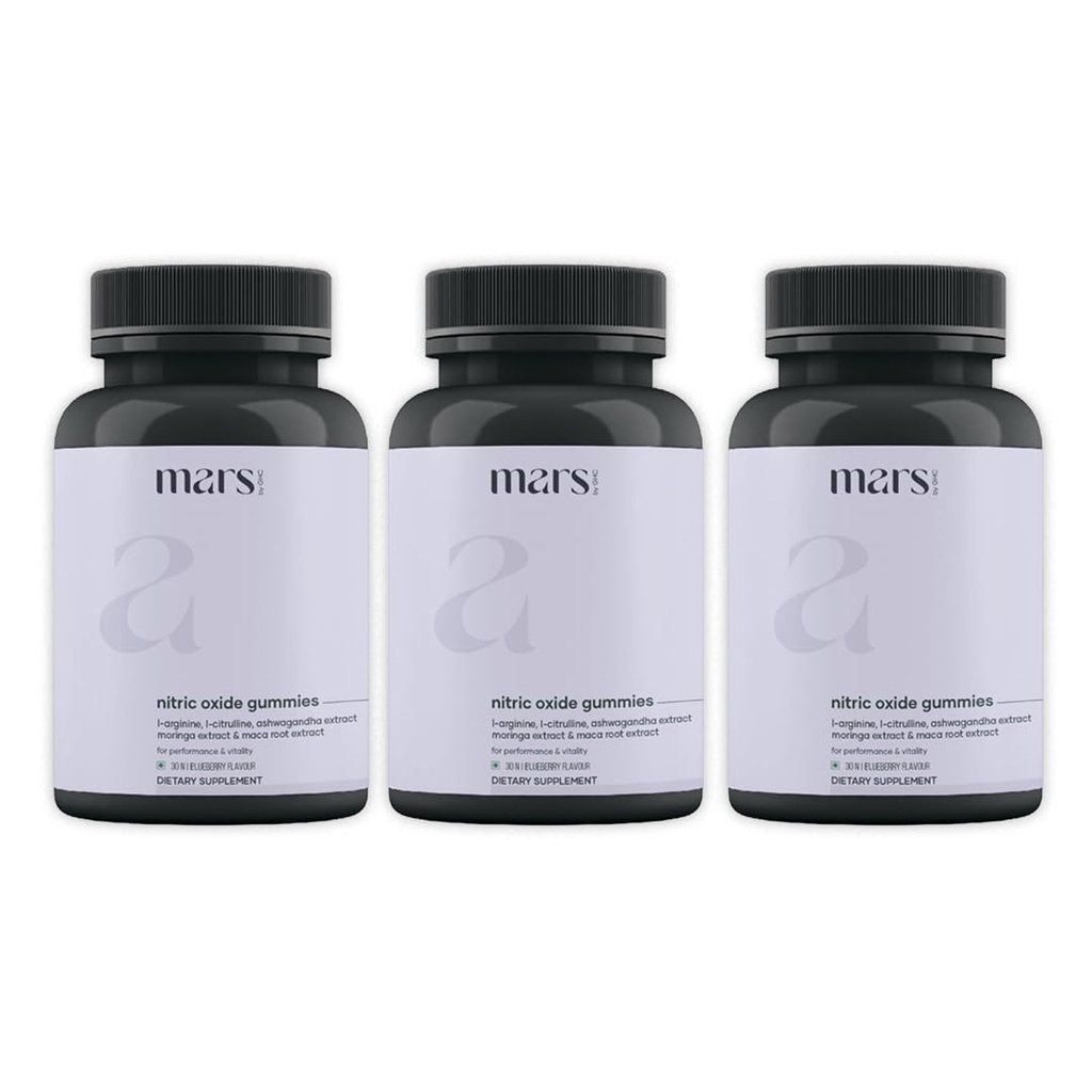 Mars Nitric Oxide Gummies - Natural Energy, Blood Flow & Stamina Booster with L-Arginine & L-Citrulline, Ashwagandha, Maca Root - 100% Natural