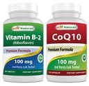 Best Naturals Vitamin B2 (Riboflavin) 100 mg & COQ10 100 mg