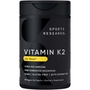 Sports Research® Low Dosage Vitamin K2 as MK-7 45mcg with Coconut MCT Oil - 90 Veggie Softgels - Vegan Certified, Non-GMO Verified & Gluten-Free