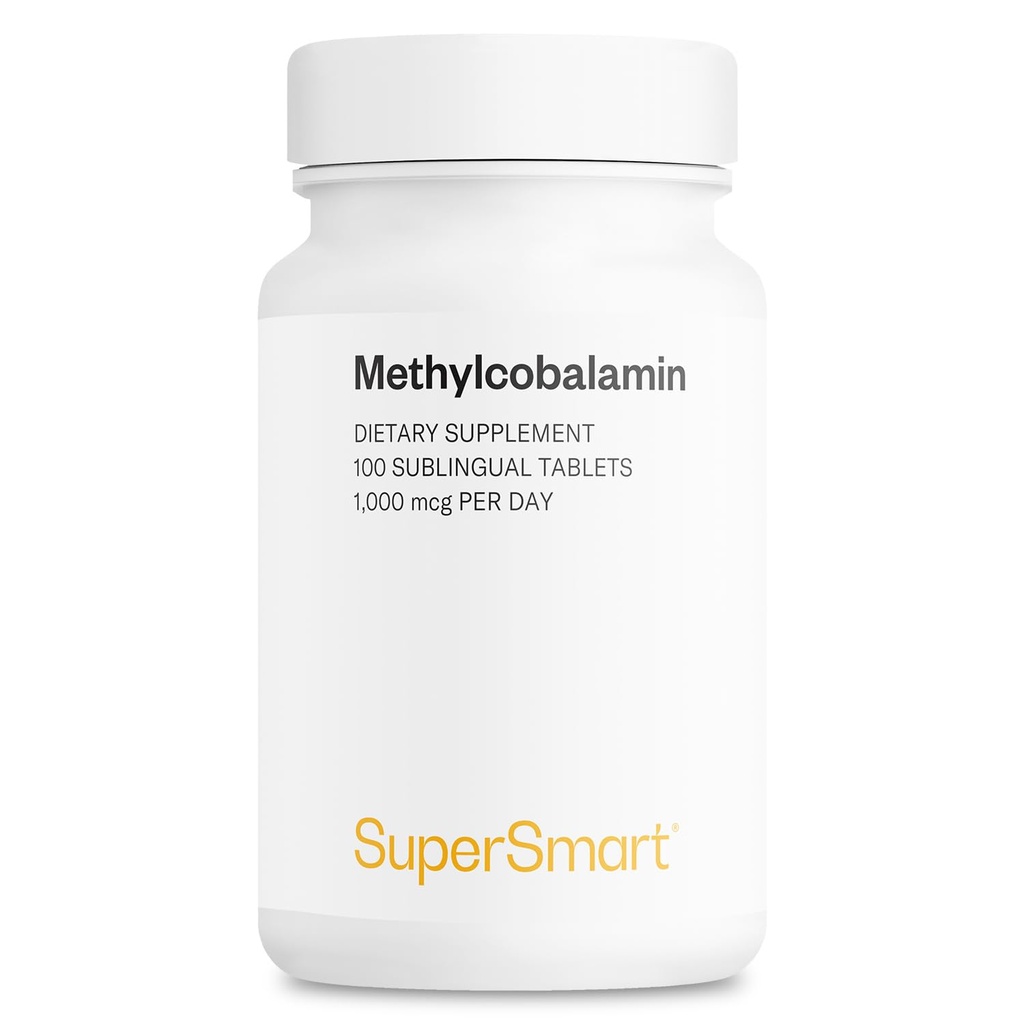 Supersmart - Methylcobalamine B12 1000mcg / 1mg per Day (Effective Dosage) - Sublingual Methylcobalamine - Peppermint Flavor - Vitamin B12 Supplement | Non-GMO & Gluten Free - 100 Sublingual Tablets